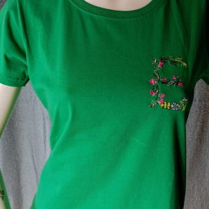 Camiseta de Manga Corta Bordada Letra